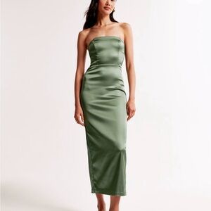 Abercrombie & Fitch Strapless Satin Green Dress